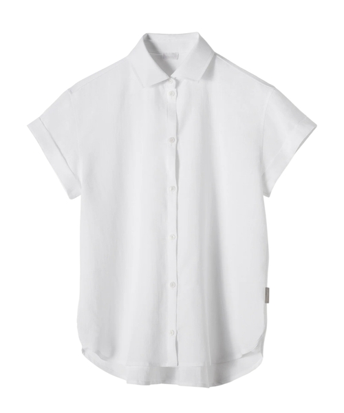 Linen blend button front shirt