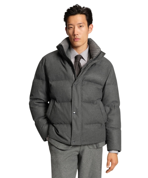 Down-filled jacket in flannel
