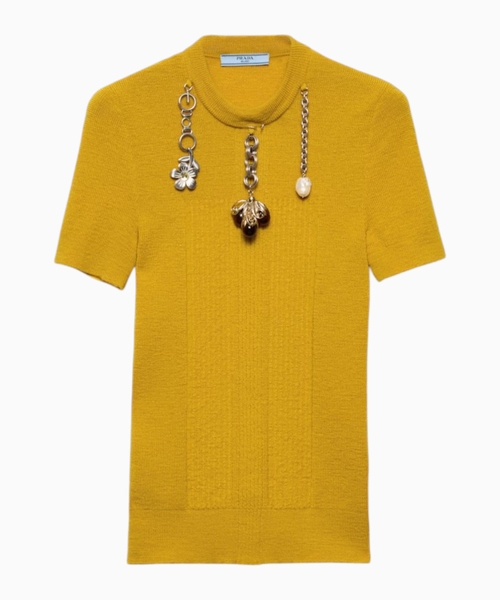 Short-sleeved wool jumper