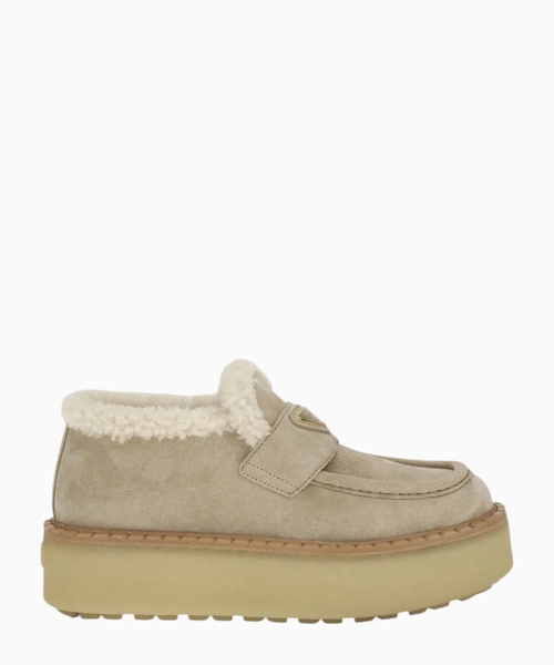 Suede loafers with shearling