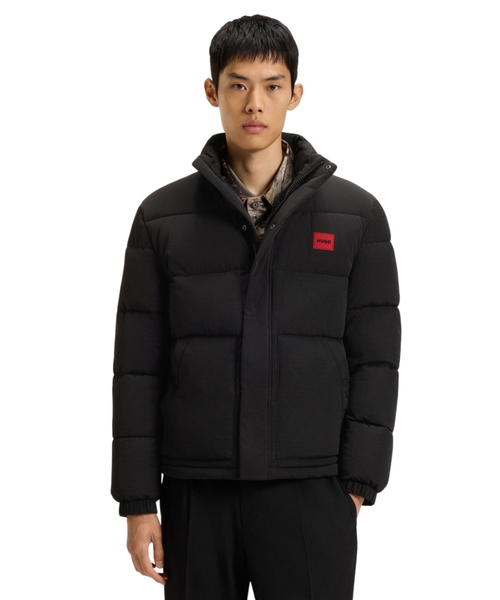 Water-repellent padded jacket with logo patch