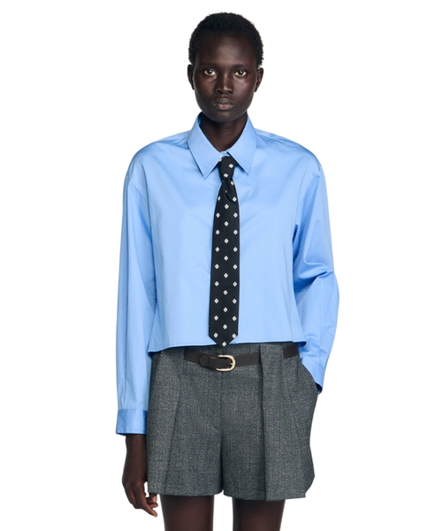 Укороченная рубашка со съемным галстуком