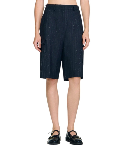 Rhinestone striped bermuda