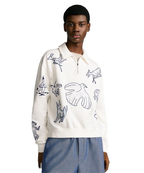 Sweatshirt with a zipped collar