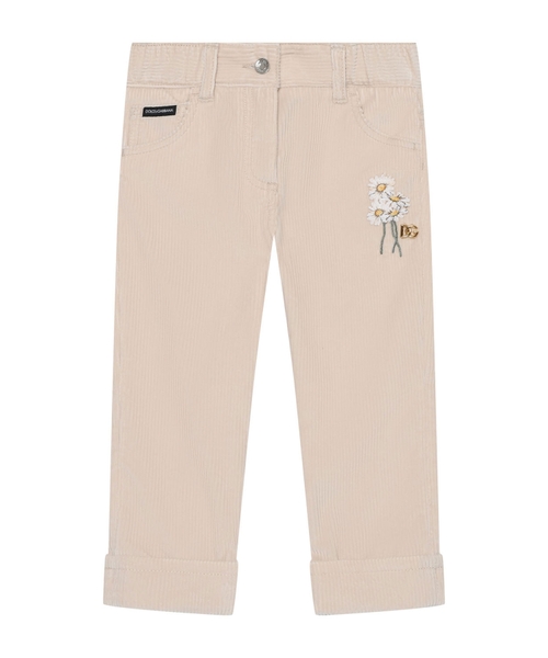 Trousers with daisy embroidery