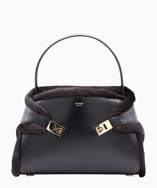Hug fur-trimmed shoulder bag