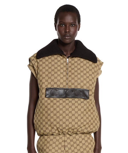 GG canvas gilet with leather label