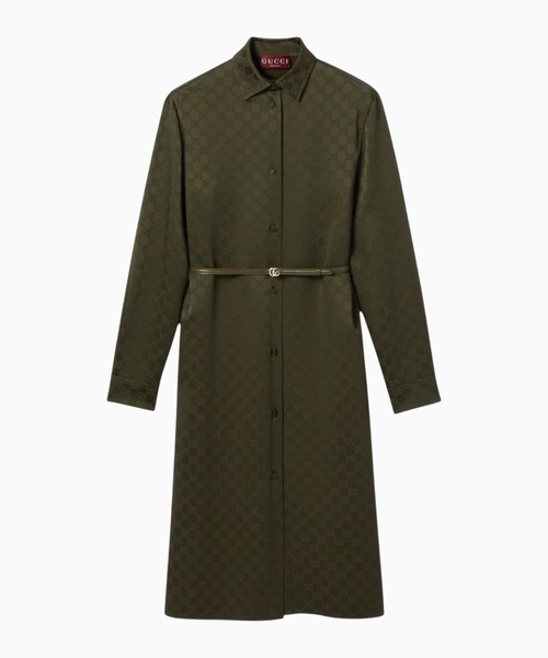 GG satin shirt dress с узором GG