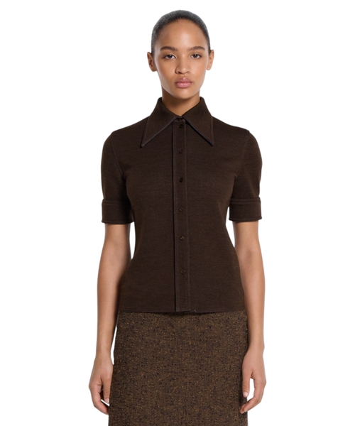 Рубашка из шерстяного хлопкового джерси