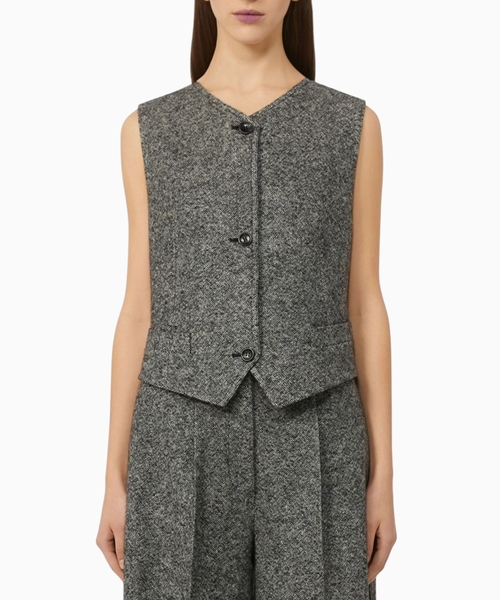 Wool and silk tweed gilet