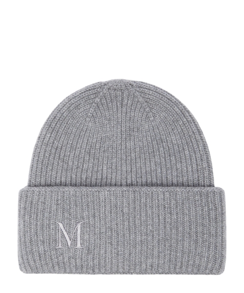 Rib-knit cashmere beanie hat