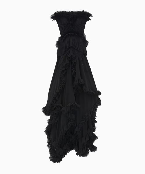Ruffled evening dress