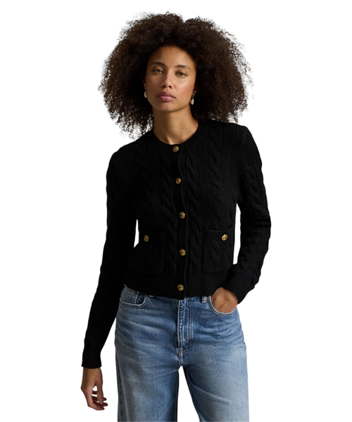 Cable wool-cashmere cardigan