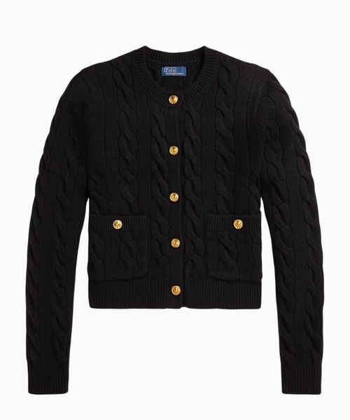 Cable wool-cashmere cardigan