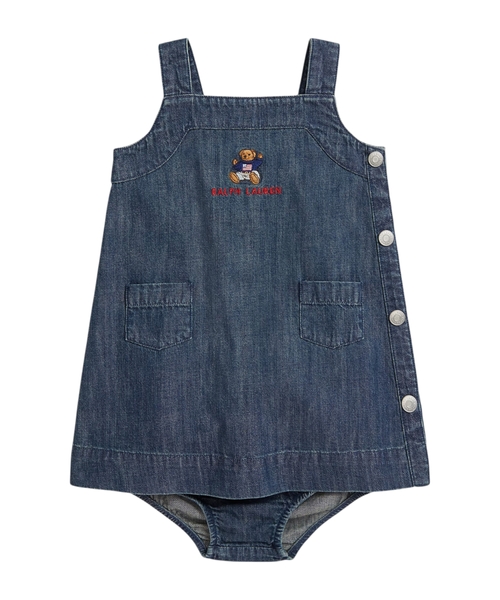 Джинсовое плятье с шортами и вышивкой Polo Bear