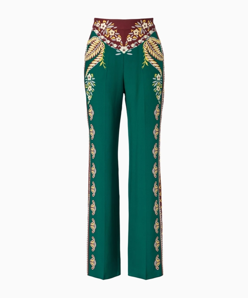 Floral print silk palazzo trousers