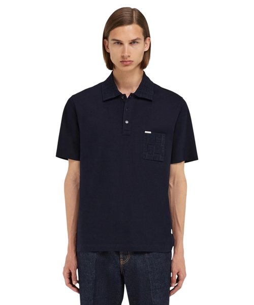 Поло с V-образным вырезом и жаккардовым карманом