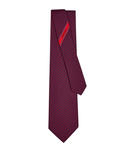 Gancini print silk tie