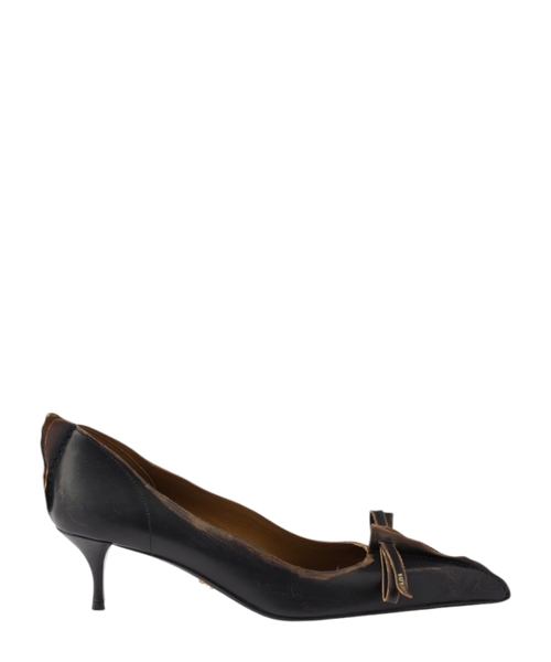 Vintaj effektli dəri stiletto