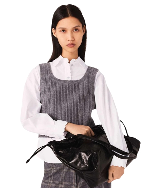 Вязаный топ со съемной рубашкой