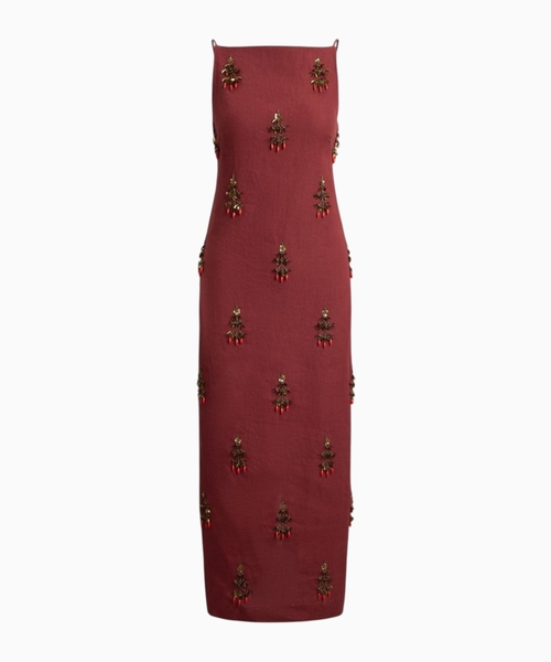Beaded linen dress
