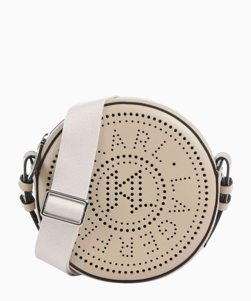 K/Circle embossed logo round crossbody bag