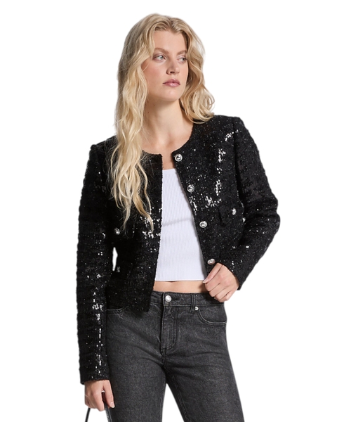 Payetli tviddən crop jaket