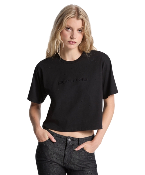 Logo studded cotton jersey T-shirt