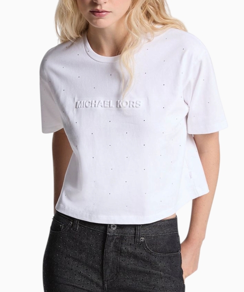 Logo studded cotton jersey T-shirt