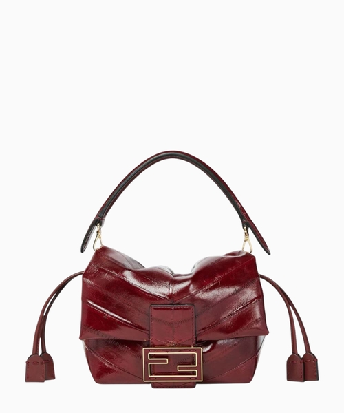 Denim-effect FF jacquard Mamma Baguette small bag