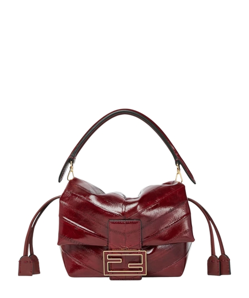 Маленькая сумка Mamma Baguette из жаккарда с FF-мотивом и эффектом денима