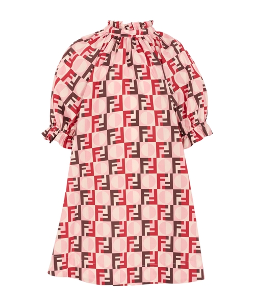 Rufffled printed dress