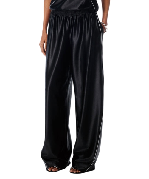 Wide leg satin jersey trousers