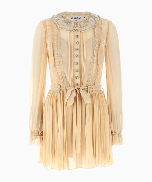 Georgette pleated mini dress