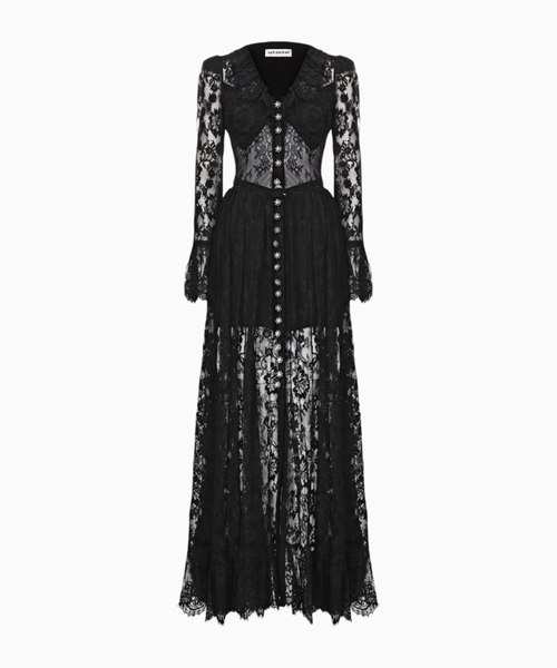 Lace ruffle maxi dress