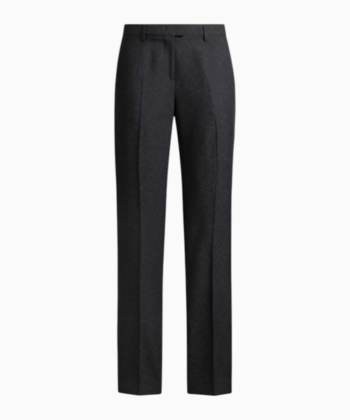 Straight-leg wool jacquard trousers