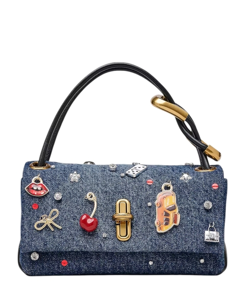 The Trinket Charm Denim Mini Dual çanta