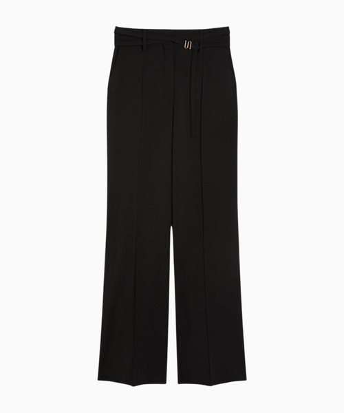 Flared stretch woollen cloth trousers