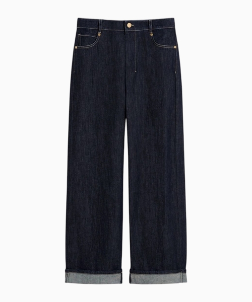 Qatlanmış balaqlı denim şalvar
