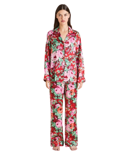 Gül printli Lila pijama dəsti