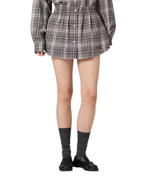 Фланелевая юбка мини в клетку