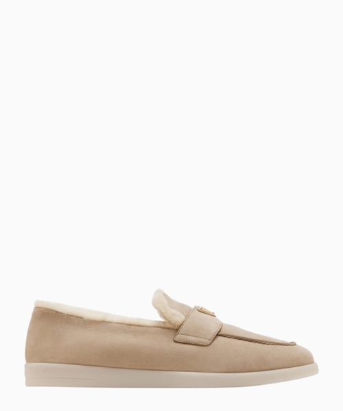 Suede and shearling loafers