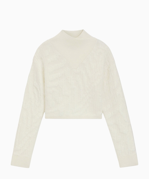 Cropped wool-blend sweater