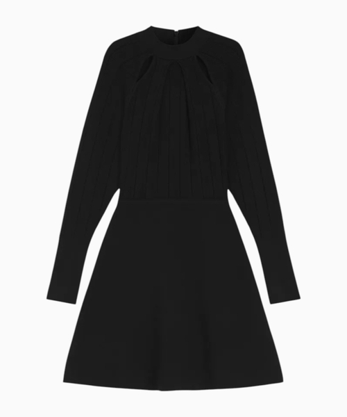 Knitted dress with lace trim