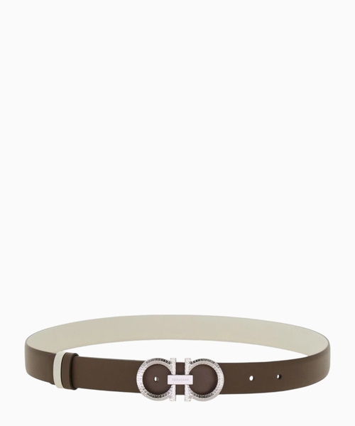 Reversible and adjustable belt with hammered Gancini