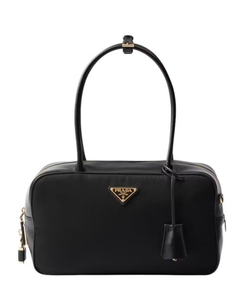 Re-Nylon and leather medium bag
