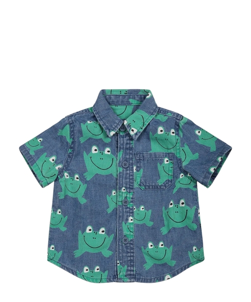 Denim shirt with frog print