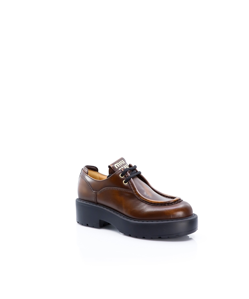 靴 \"miu miu\" pointed toe leather derby 靴 